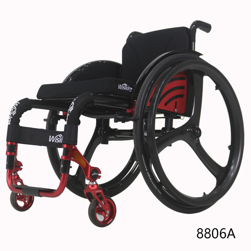 Silla de ruedas activa rígida manual de ocio plegable ligera de fibra de carbono