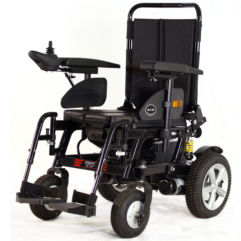 Silla de ruedas eléctrica de aluminio con inodoro para discapacitados
