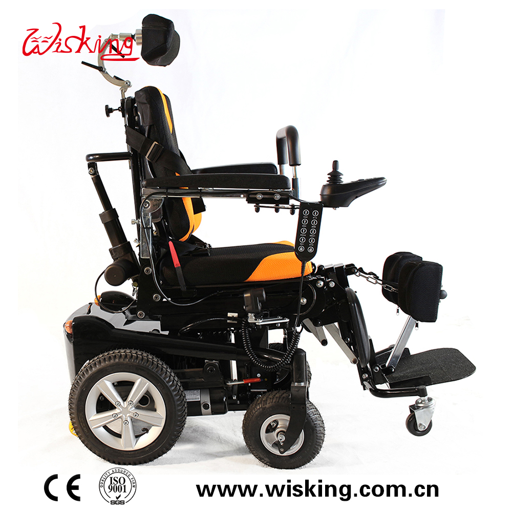 Silla de ruedas eléctrica reclinable de elevación de pie multifuncional para discapacitados y heridos