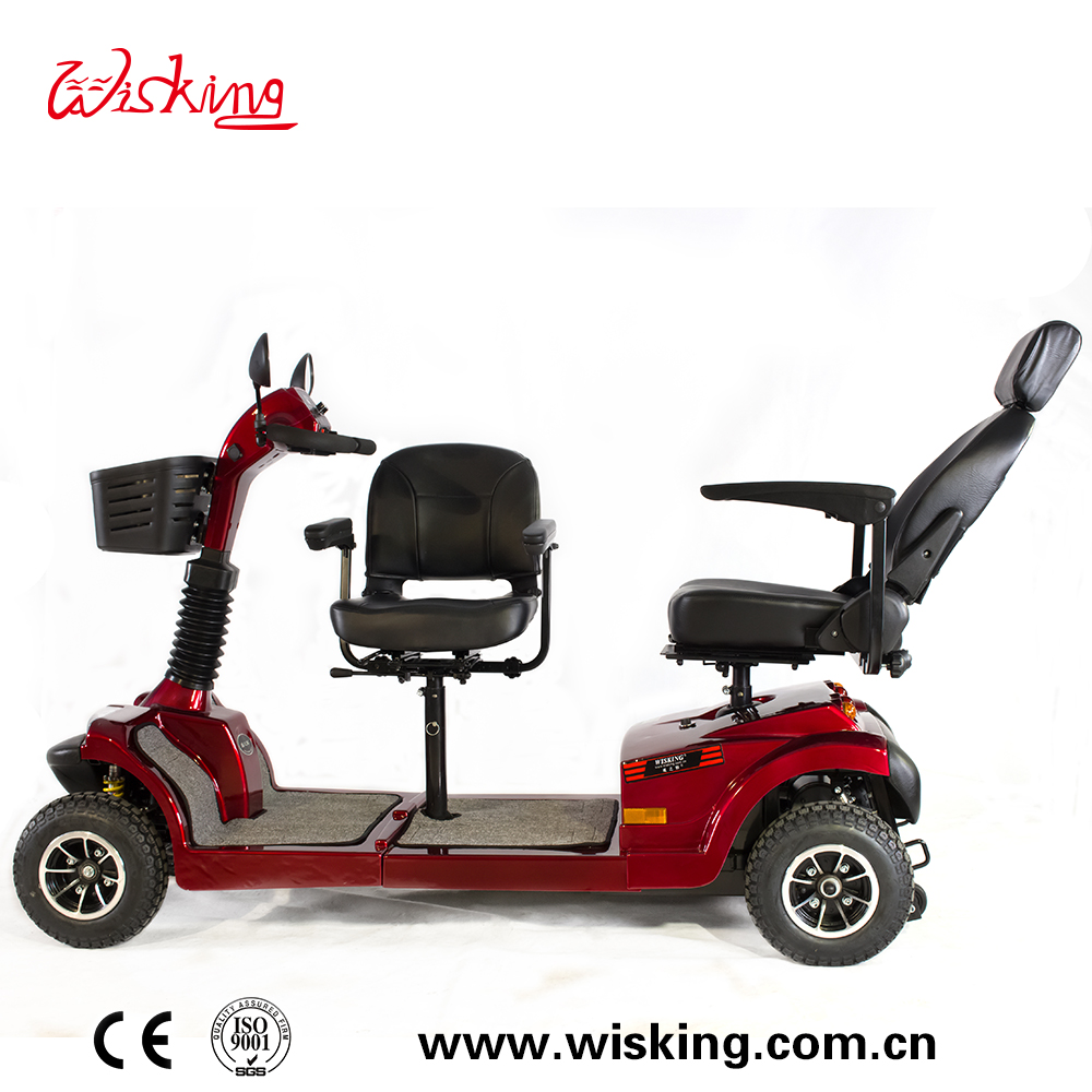 Scooter de movilidad con asientos delanteros y traseros con techo para personas mayores