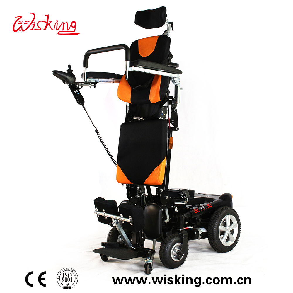Silla de ruedas eléctrica reclinable de elevación de pie multifuncional para discapacitados y heridos